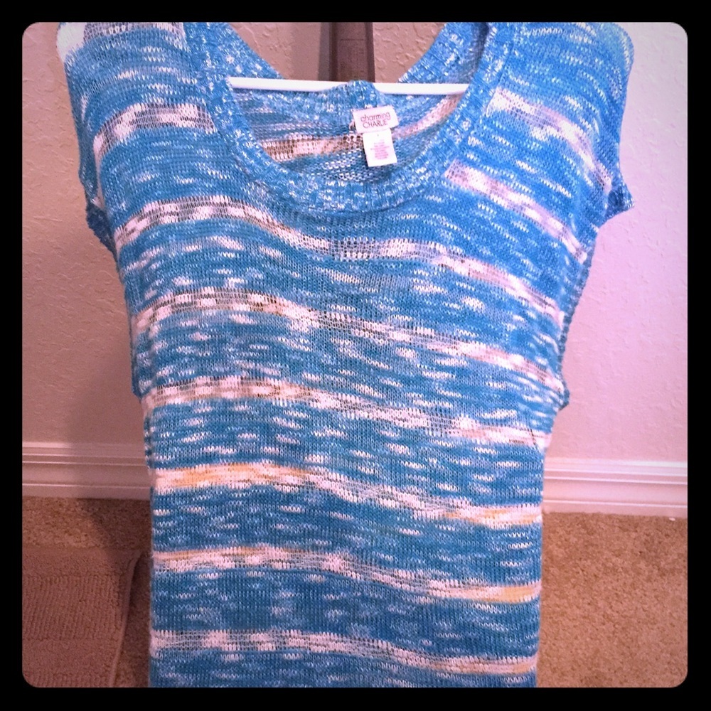 Charming Charlie striped short sleeve sweater EUC‎